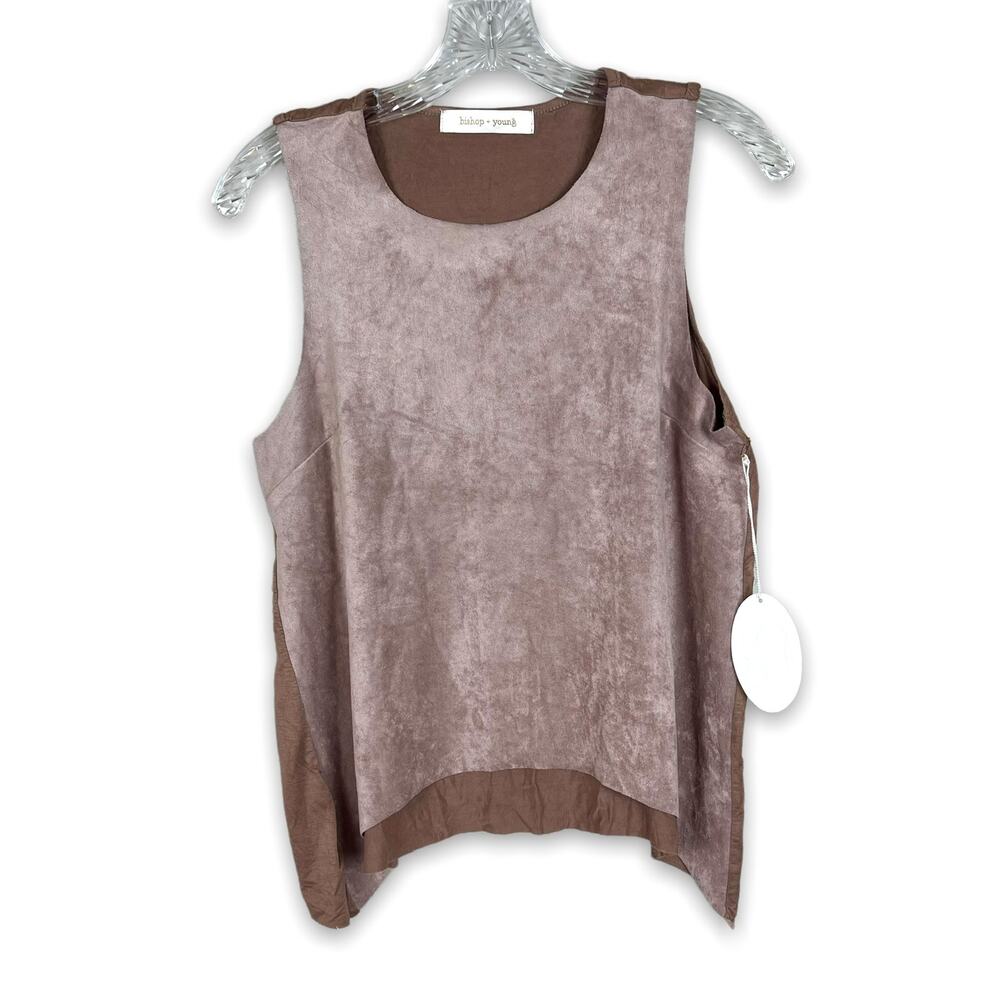 NWT bishop + young mauve suede sleeveless shirt size small